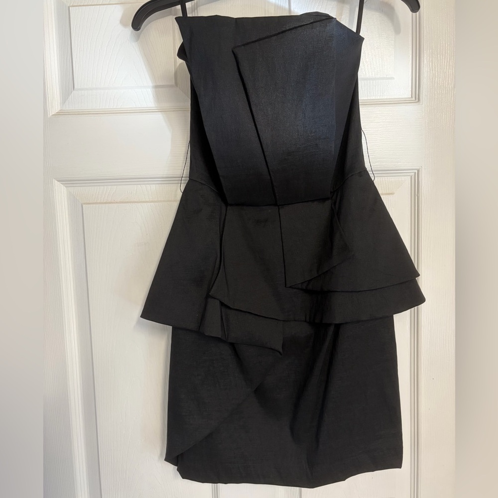 Cache Black Asymmetrical Peplum Dress